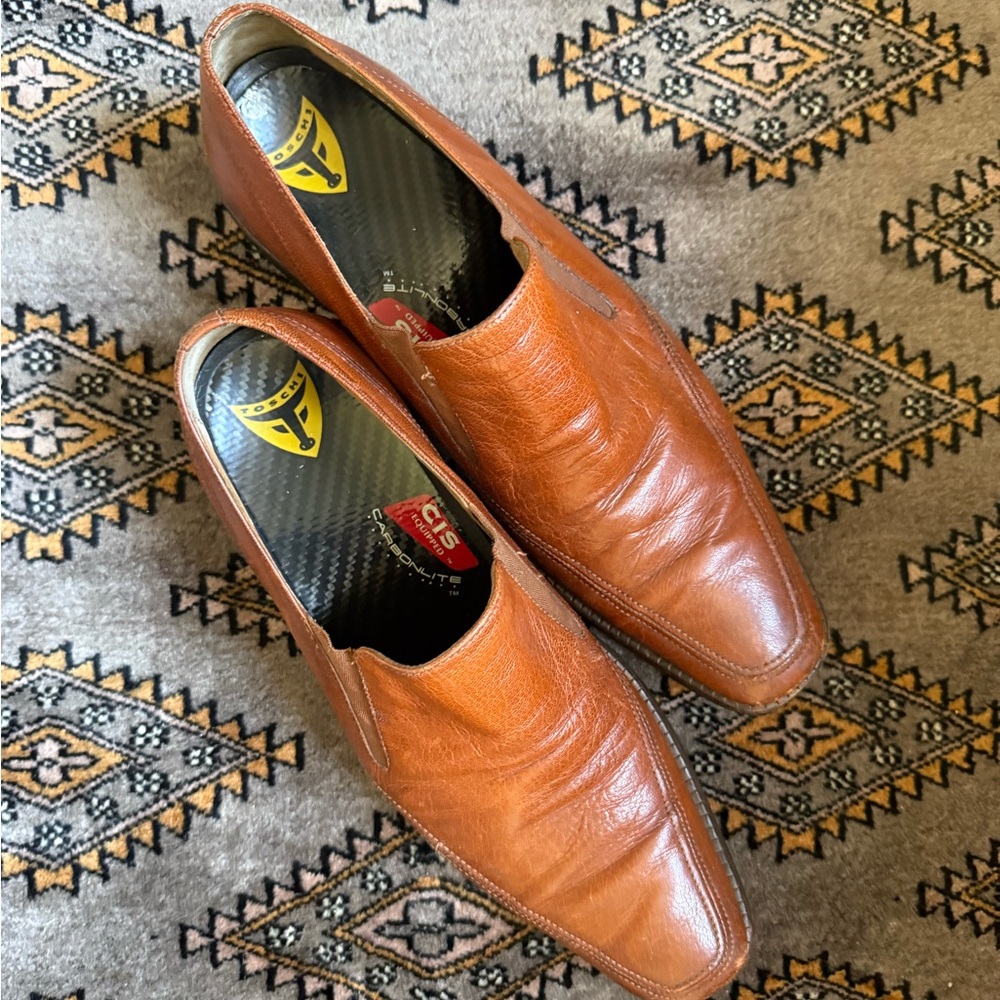 Michael Toschi Slip On Leather Loafers, Brown size 9
